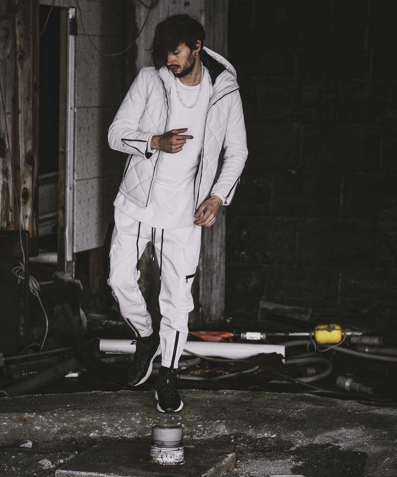 レザーキルティングパデットフーデッドBLZ