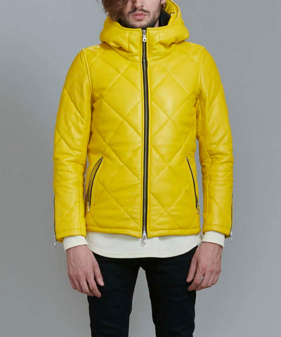 レザーキルティングパデットフーデッドBLZ