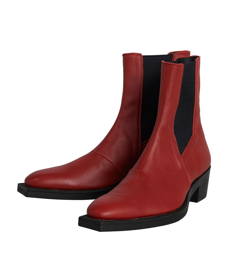 Square sole side gore heel boots