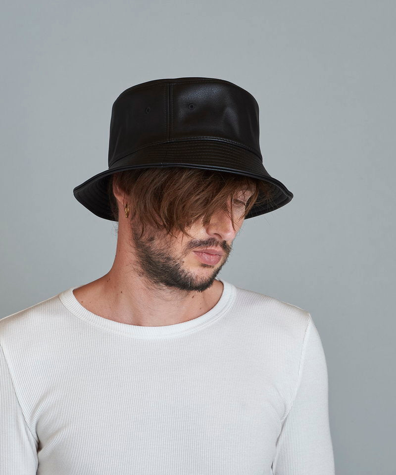 Synthetic leather bucket hat