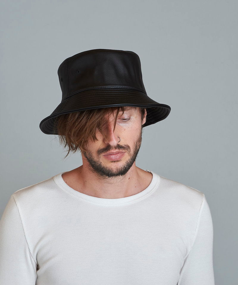 Synthetic leather bucket hat