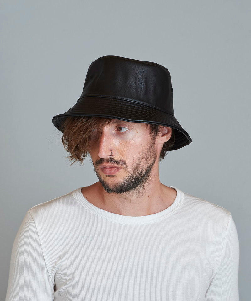 Synthetic leather bucket hat