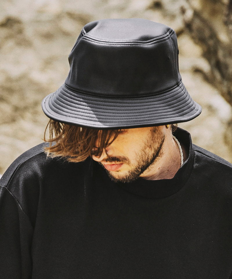 Synthetic leather bucket hat