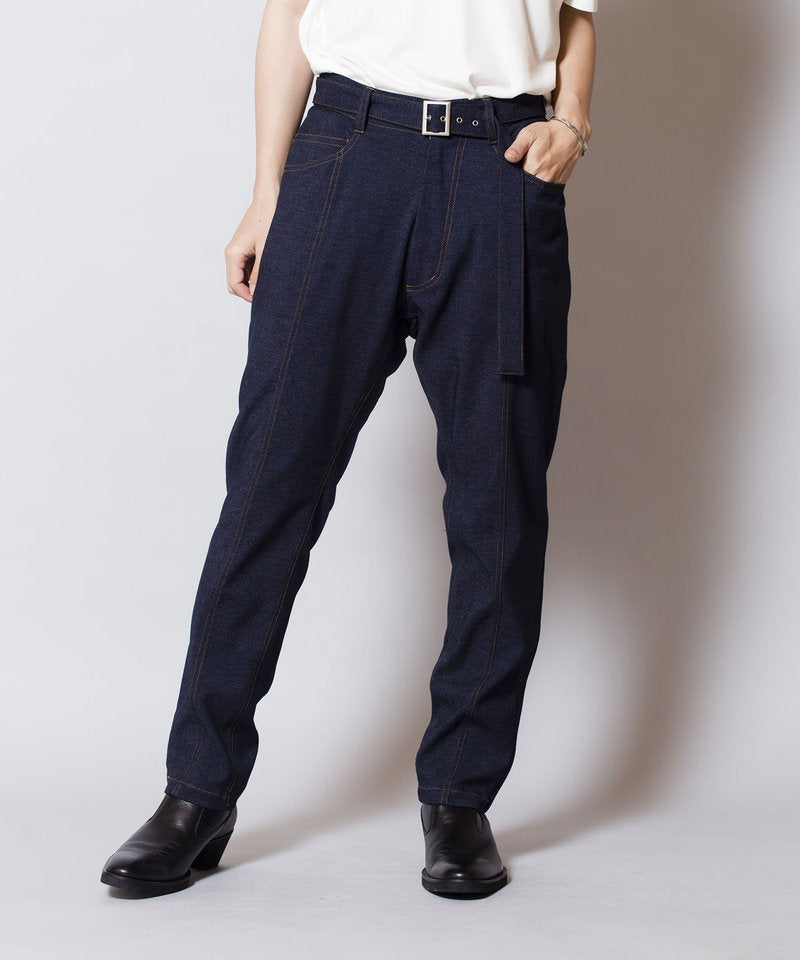 Belted loose fit denim pants