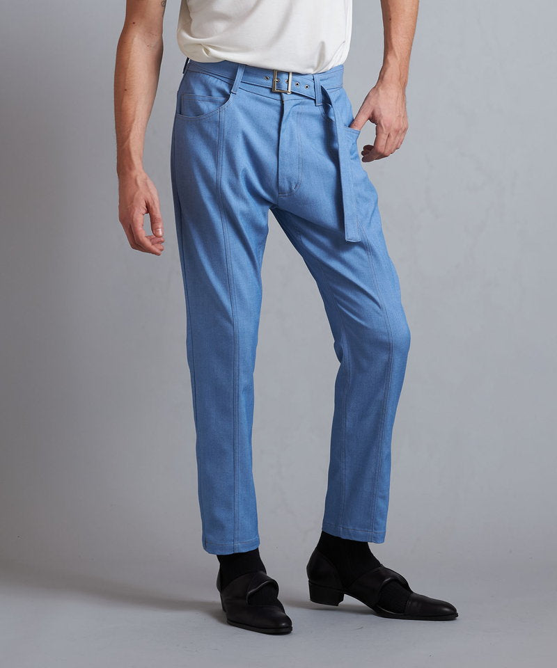 Belted loose fit denim pants