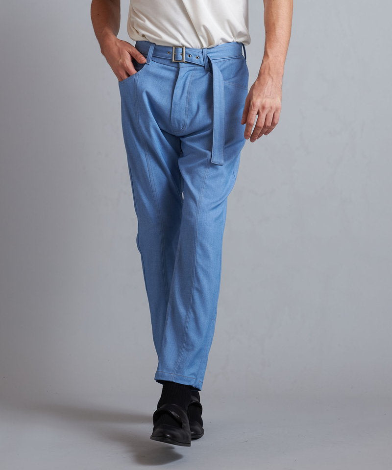 Belted loose fit denim pants