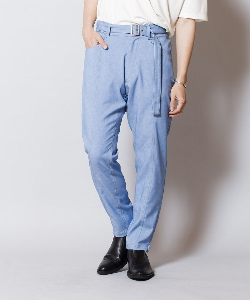 Belted loose fit denim pants