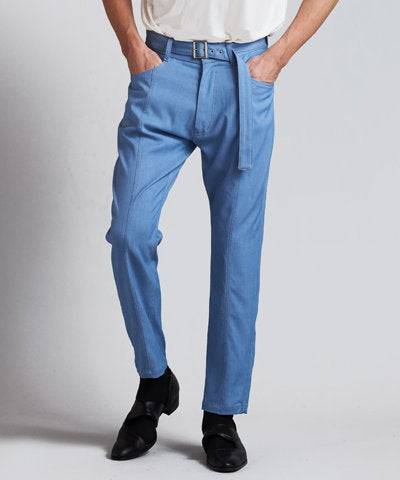 Belted loose fit denim pants