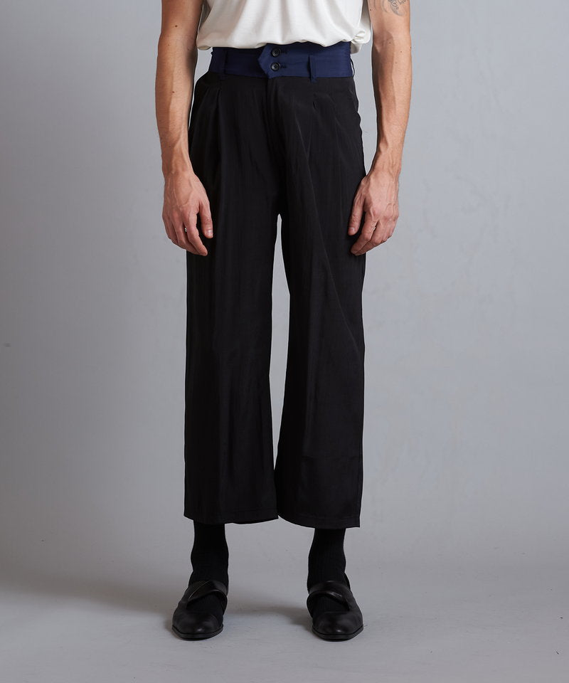 High waist tuck baggy pants