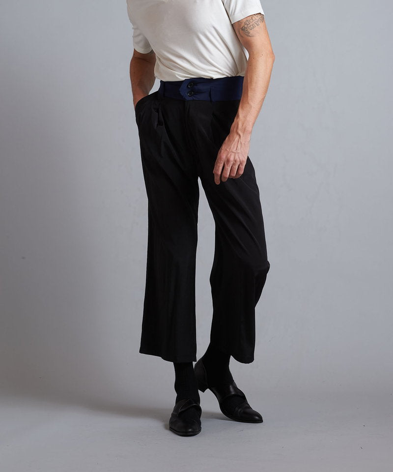 High waist tuck baggy pants