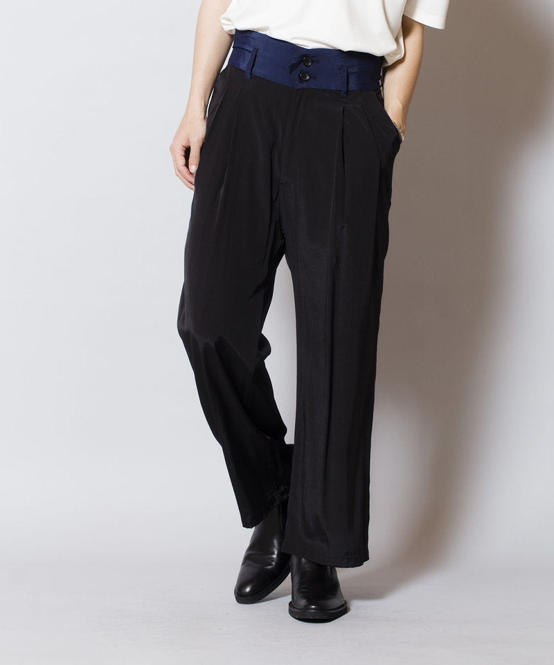 High waist tuck baggy pants