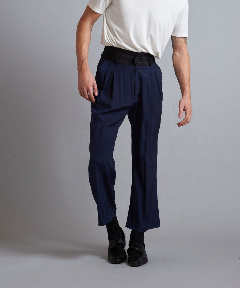 High waist tuck baggy pants