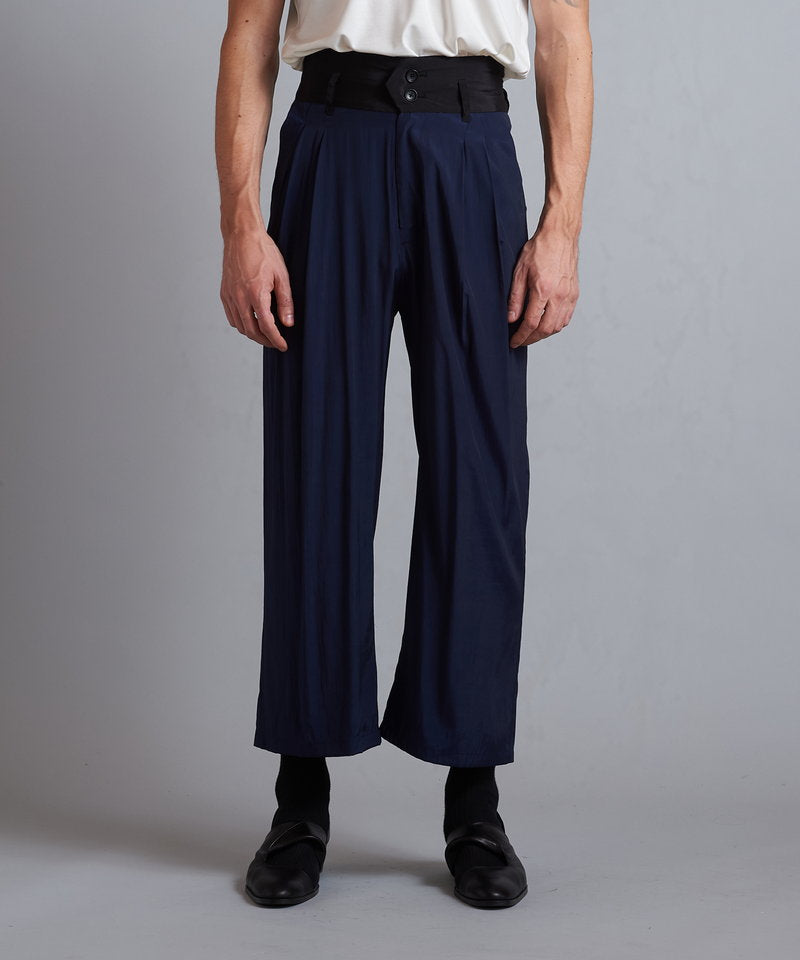 High waist tuck baggy pants