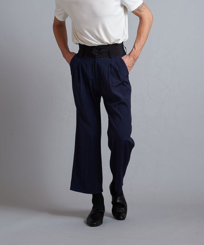 High waist tuck baggy pants