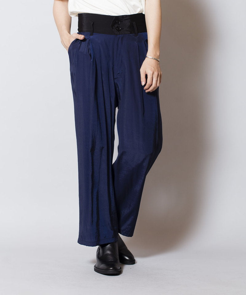 High waist tuck baggy pants