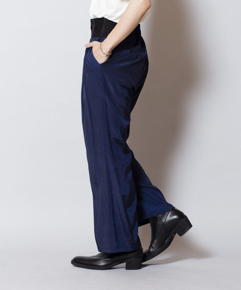 High waist tuck baggy pants