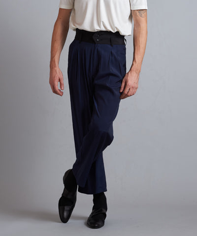 High waist tuck baggy pants