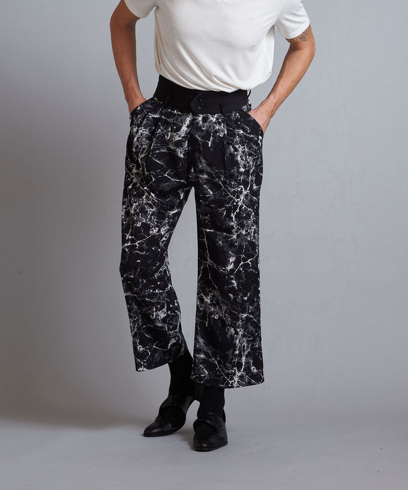 High waist tuck baggy pants