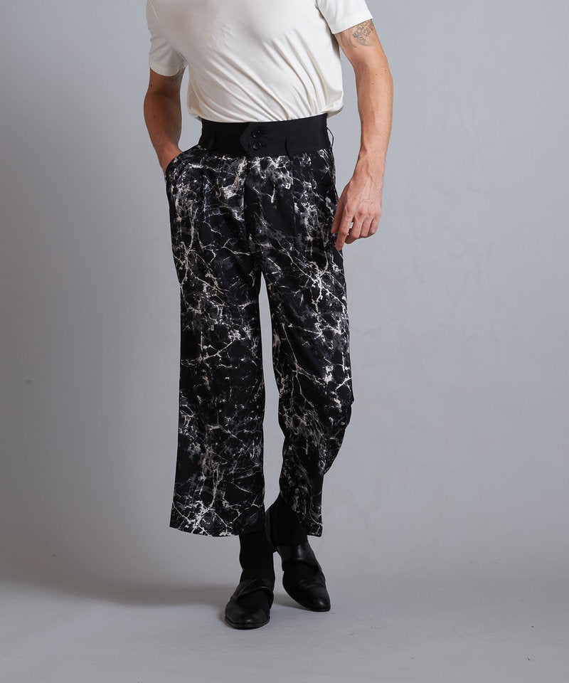 High waist tuck baggy pants