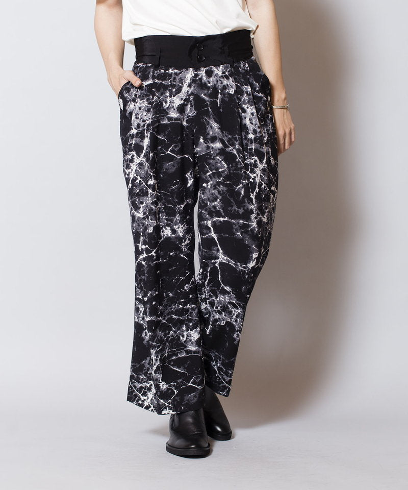 High waist tuck baggy pants