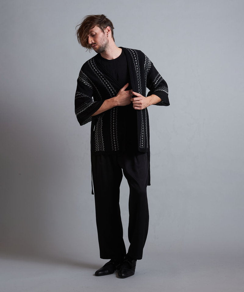 ネイティブパターンニットフレアスリーブガウン