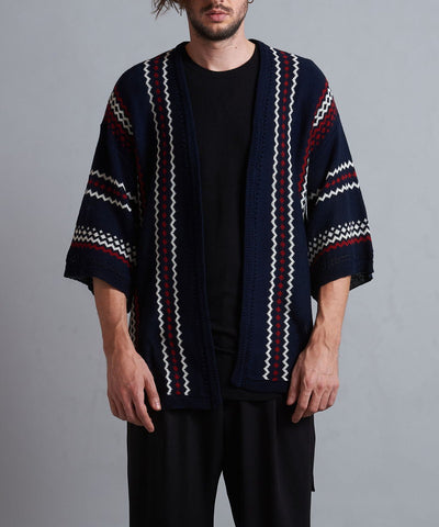 ネイティブパターンニットフレアスリーブガウン