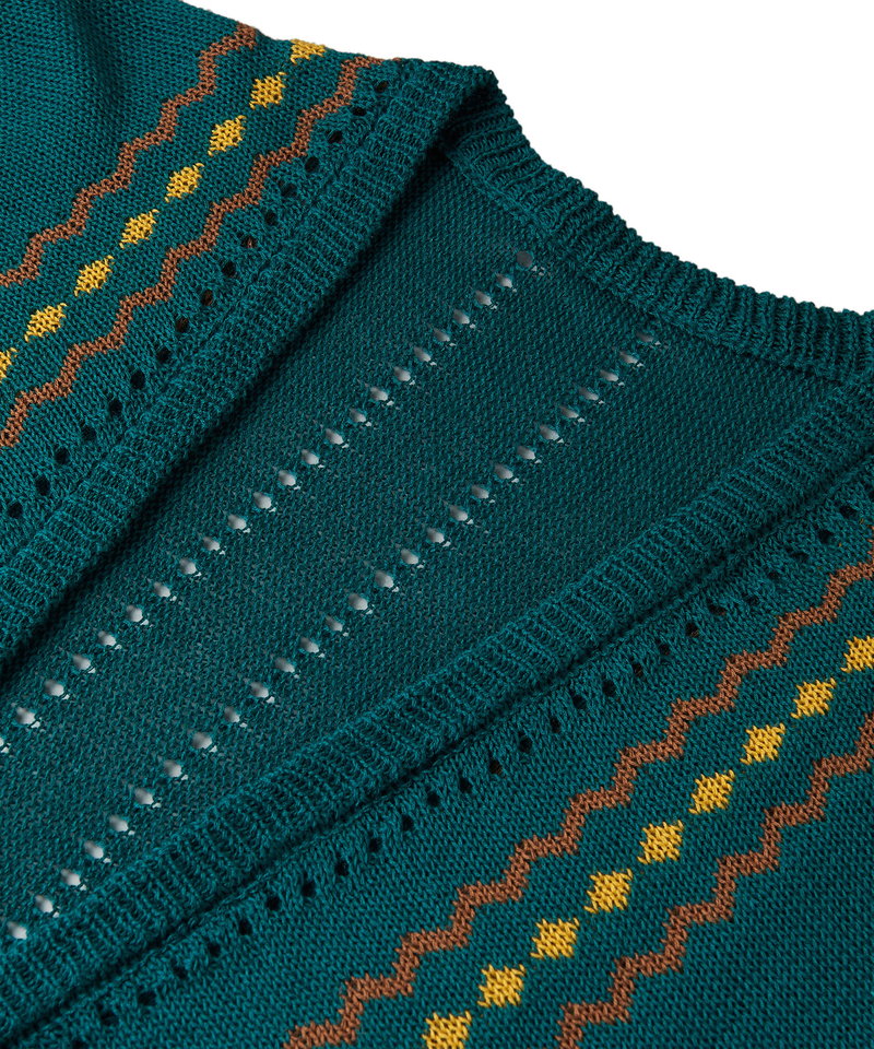 ネイティブパターンニットフレアスリーブガウン