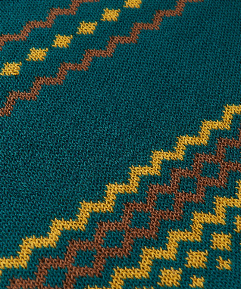 ネイティブパターンニットフレアスリーブガウン