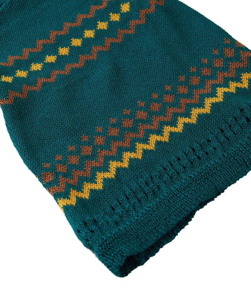 ネイティブパターンニットフレアスリーブガウン