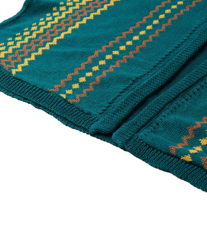 ネイティブパターンニットフレアスリーブガウン