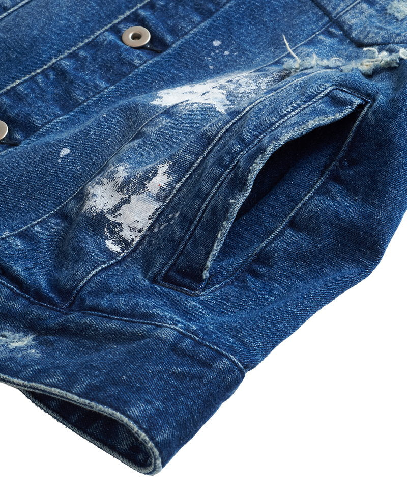 Destroyed denim jean jacket