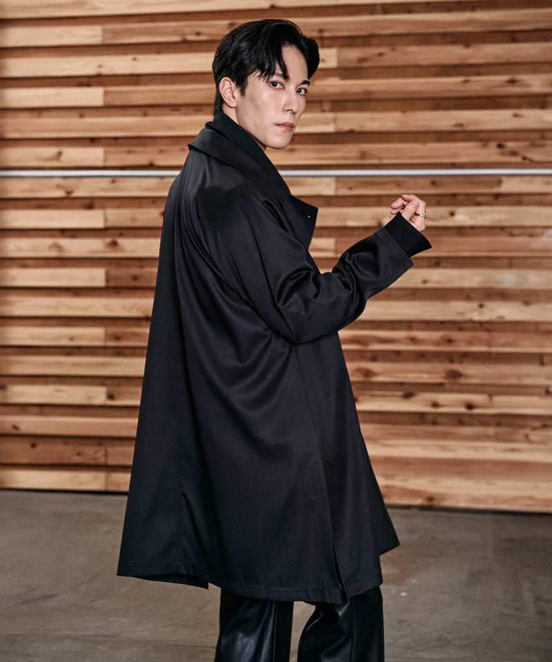 Double gun flap big trench coat