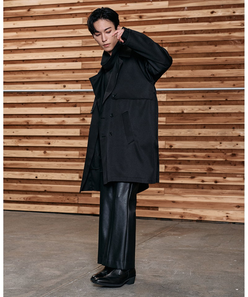 Double gun flap big trench coat