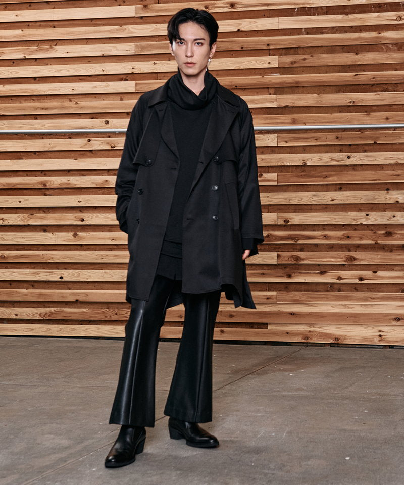 Double gun flap big trench coat