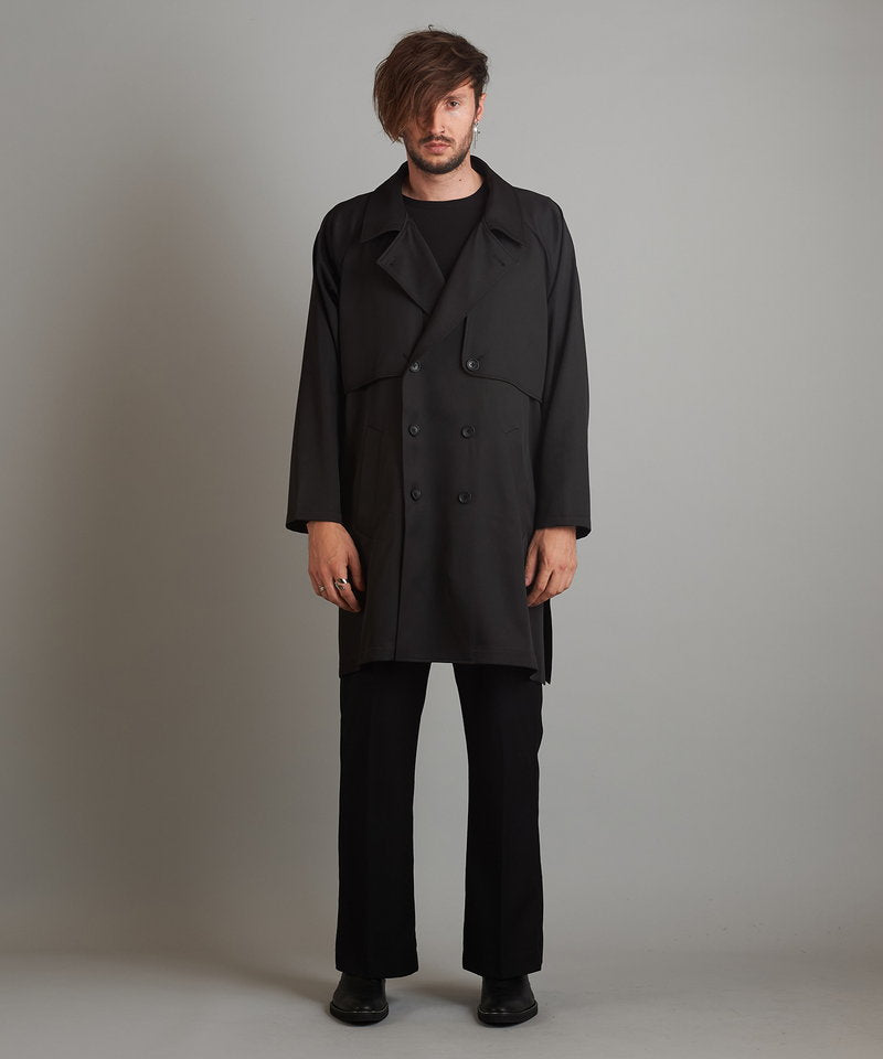 Double gun flap big trench coat