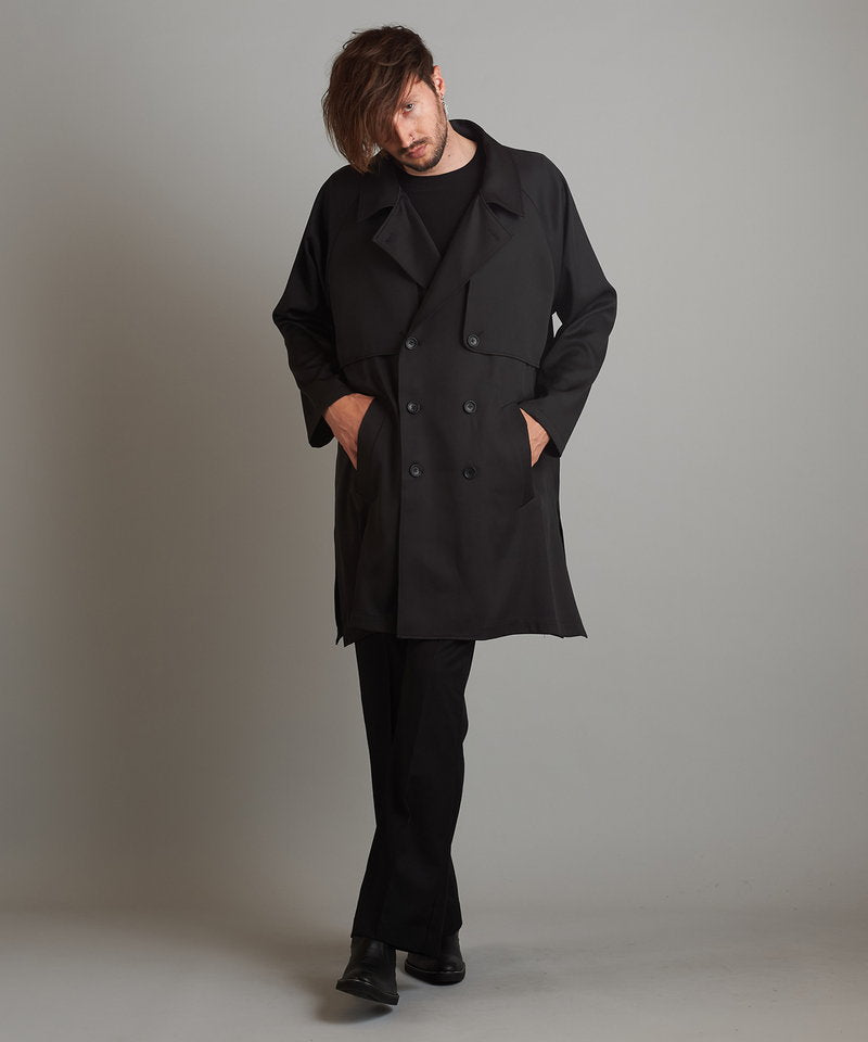 Double gun flap big trench coat