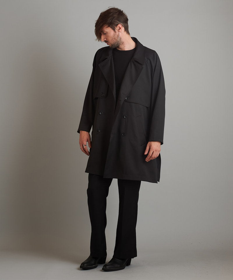 Double gun flap big trench coat