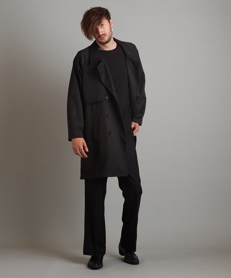 Double gun flap big trench coat