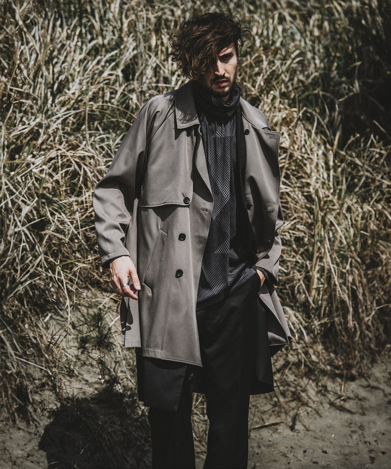 Double gun flap big trench coat