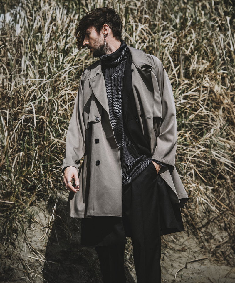 Double gun flap big trench coat