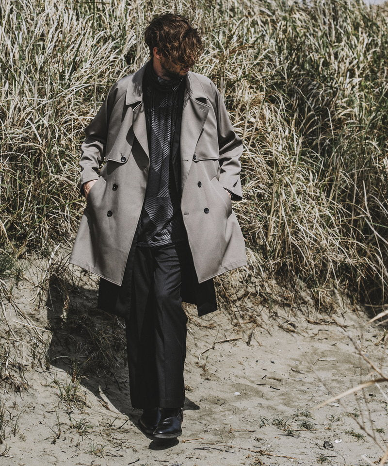 Double gun flap big trench coat