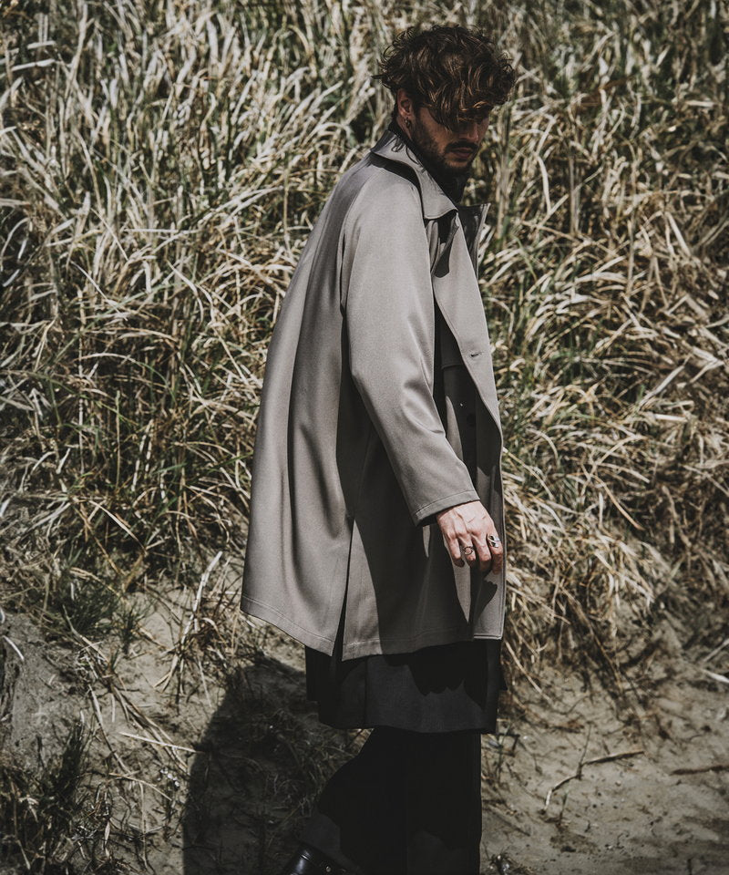 Double gun flap big trench coat