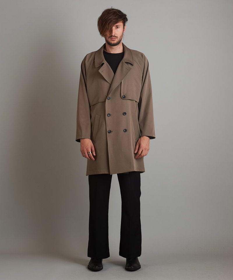 Double gun flap big trench coat