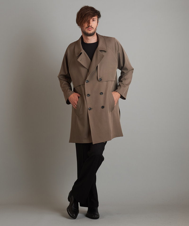 Double gun flap big trench coat