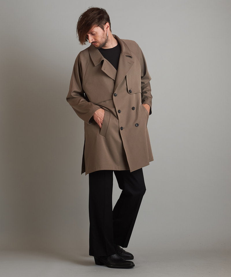 Double gun flap big trench coat