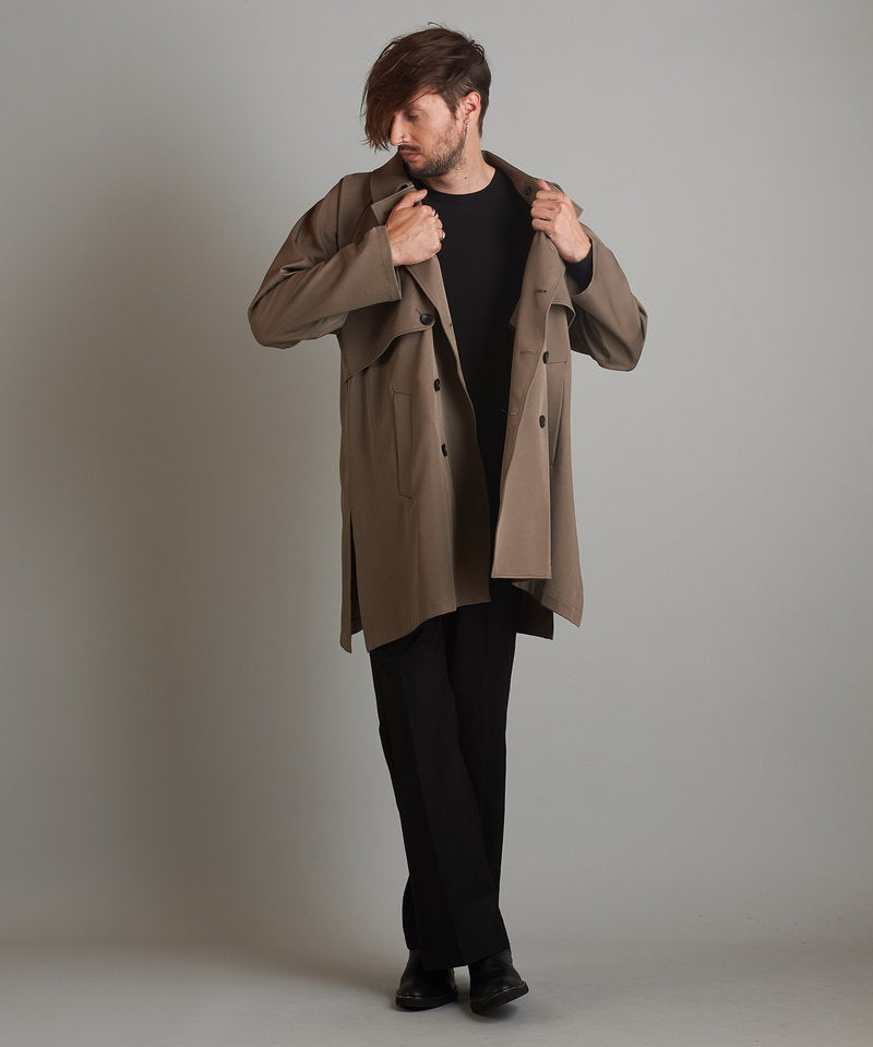 Double gun flap big trench coat