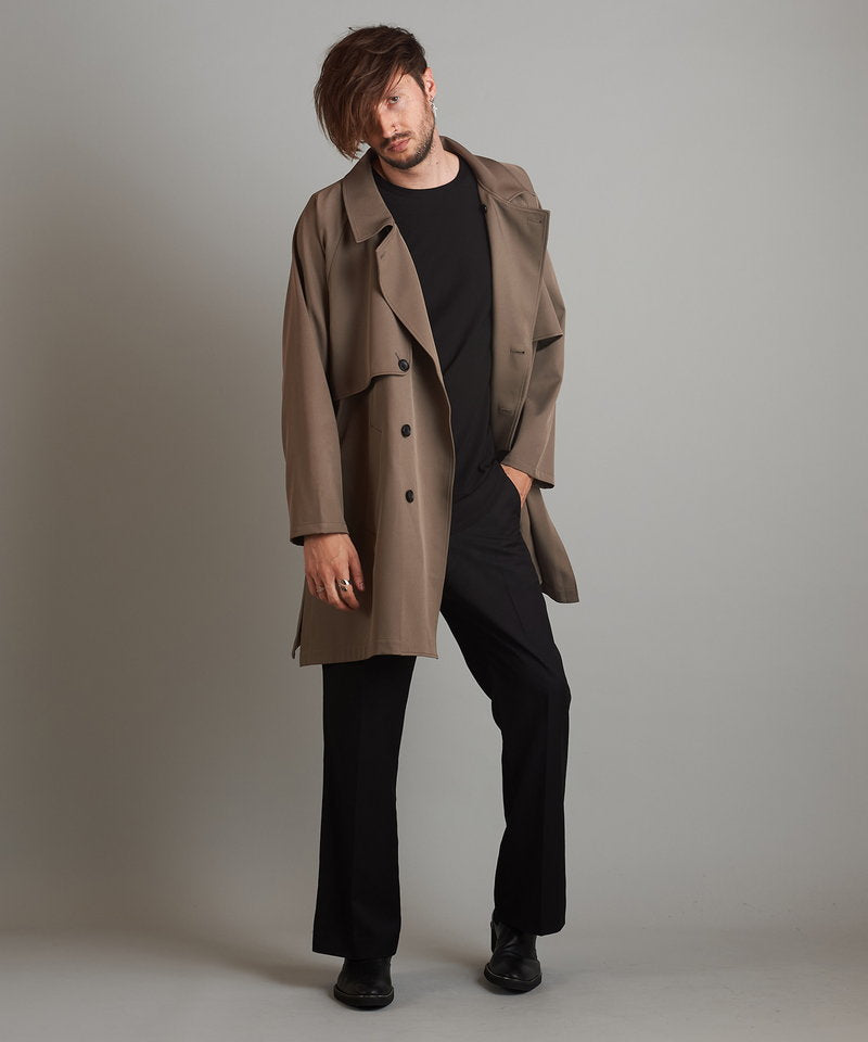 Double gun flap big trench coat