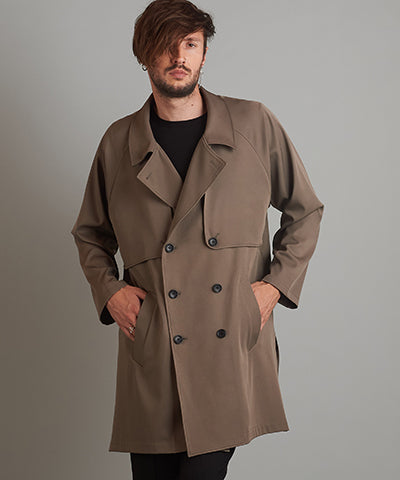 Double gun flap big trench coat