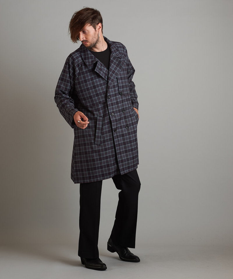 Double gun flap big trench coat