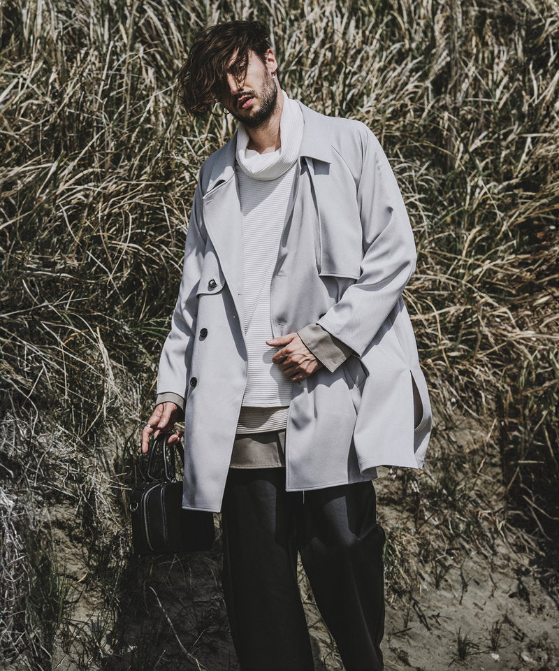 Double gun flap big trench coat